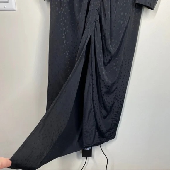 TopShop Ruched Front Jacquard Midi Dress In Black US 4 NWT - Picture 11 of 12